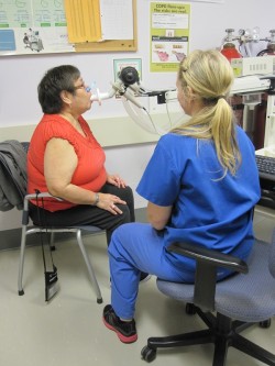 Bev taking lung test
